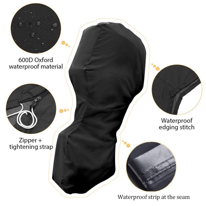 Coverify Outboard Motor Cover - Waterproof UV-Resistant Protection for Off-Season Storage, Boat Motor Cover with Windproof Strap, Boat Engine Cover Fits up to 250-350 HP, Black - Image 2
